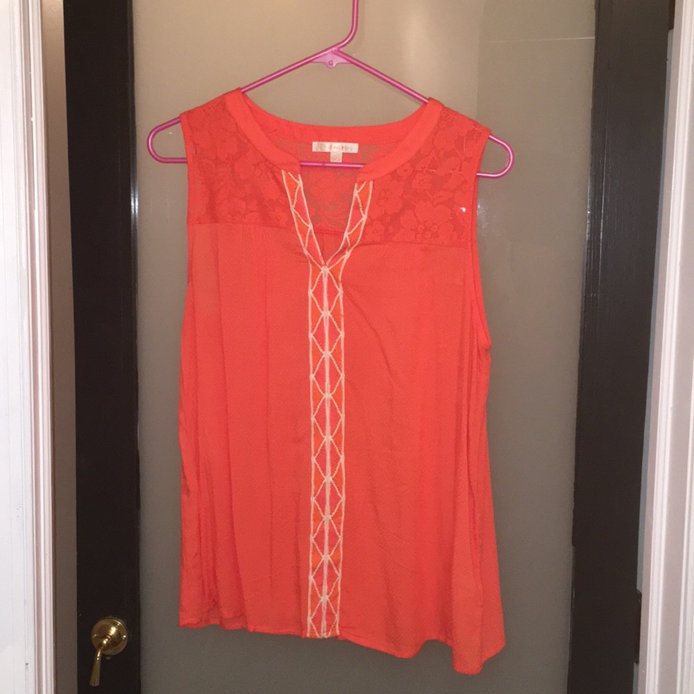 Orange/coral sleeveless top